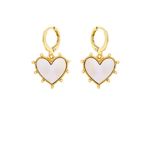 Dotted MOP Heart Earrings